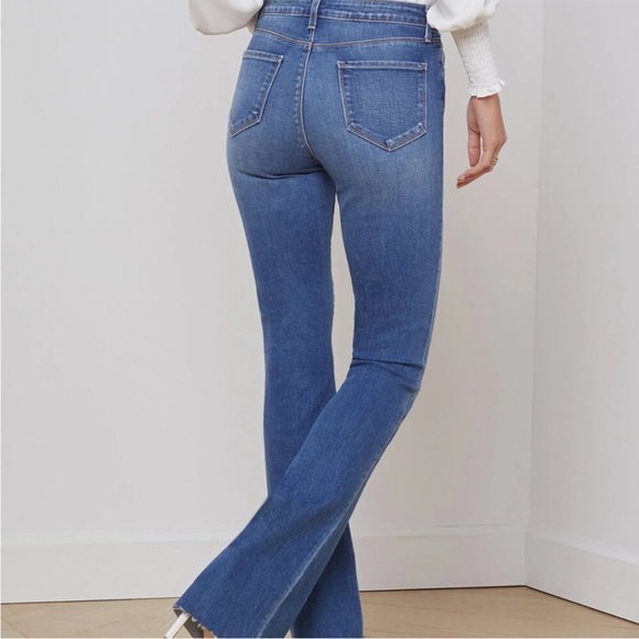 L’AGENCE Ruth High Rise Straight Leg in Cambridge Blue Women Sz 26 Raw Hem - Picture 2 of 11